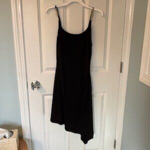 AQUA Chain Strap Asymmetric Dress, Black & Gold, Size M, Brand new w/ tags
